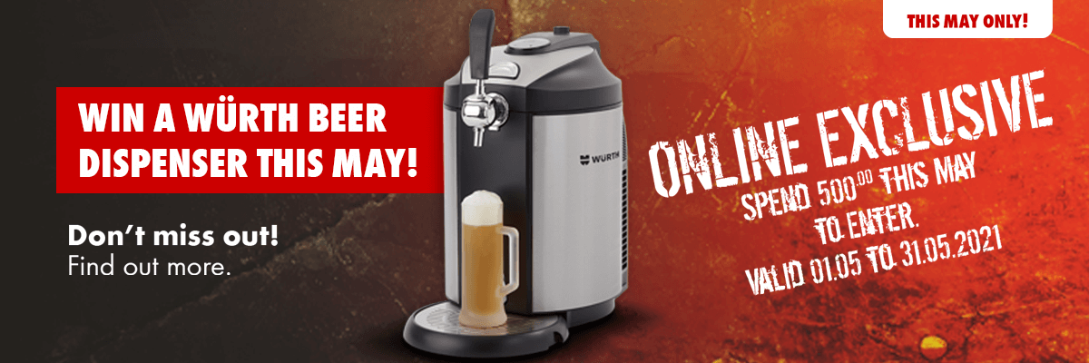 Shop online with Würth Ireland this May for your chance to win a beer dispenser!