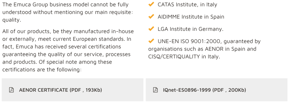 Certification for Emuca