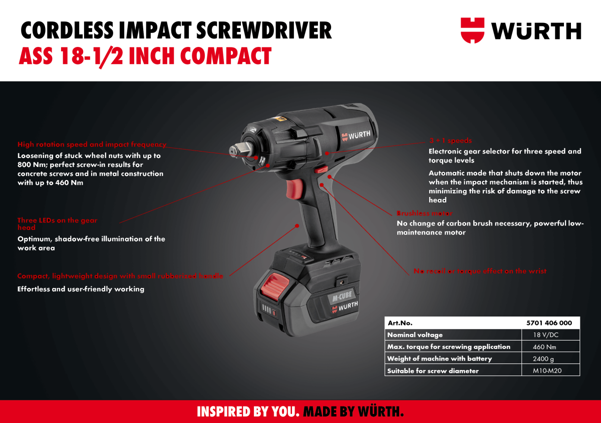 Impact Cordless Screwdriver ASS 18-1/2 Inch Compact