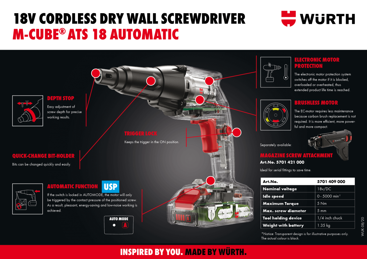 Cordless Drywall Screwdriver ATS 18 Automatic