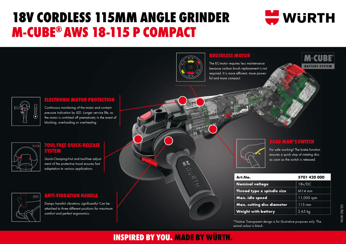 Cordless Angle Grinder AWS 18-P Compact