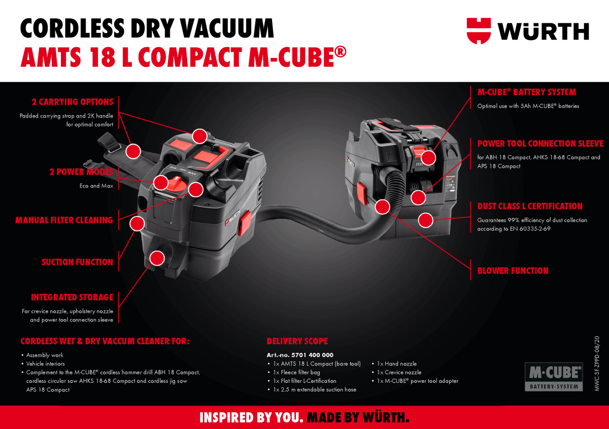 M-CUBE® Cordless Dry Vacuum AMTS18L