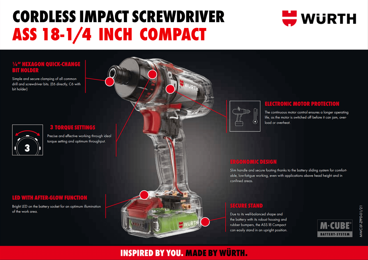 Impact Cordless Screwdriver ASS 18-1/4 Inch Compact