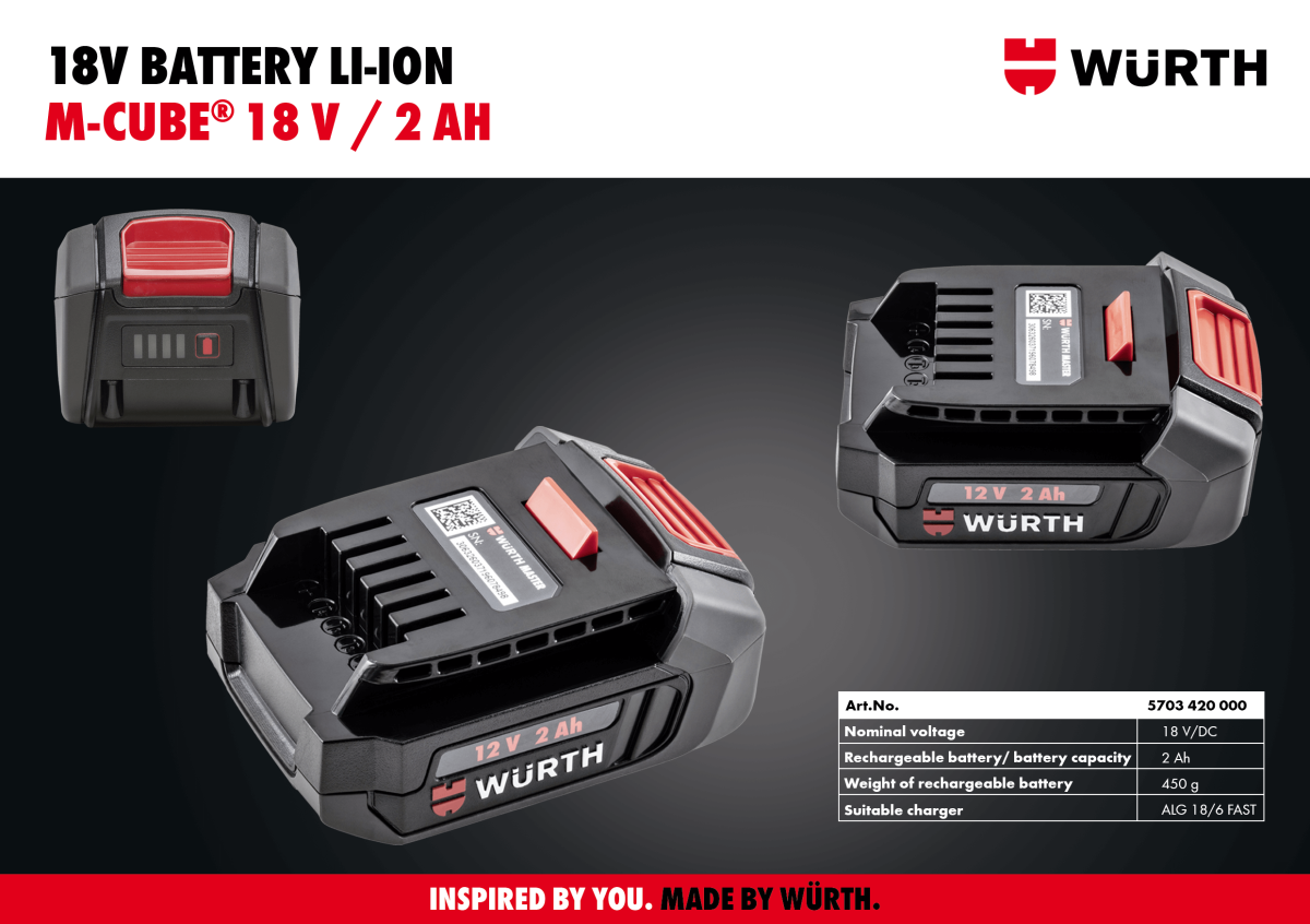 M-CUBE Battery Li-Ion 18 V 2Ah
