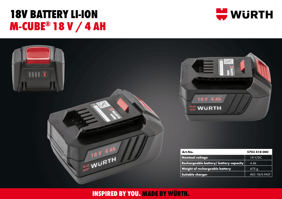 M-CUBE Battery Li-Ion 18 V 4Ah